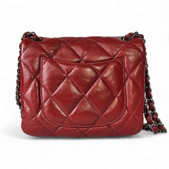 CHANEL CC Logo Mini Matelasse Double Chain Shoulder Bag Leather Red CC Quilted - Picture 3 of 16